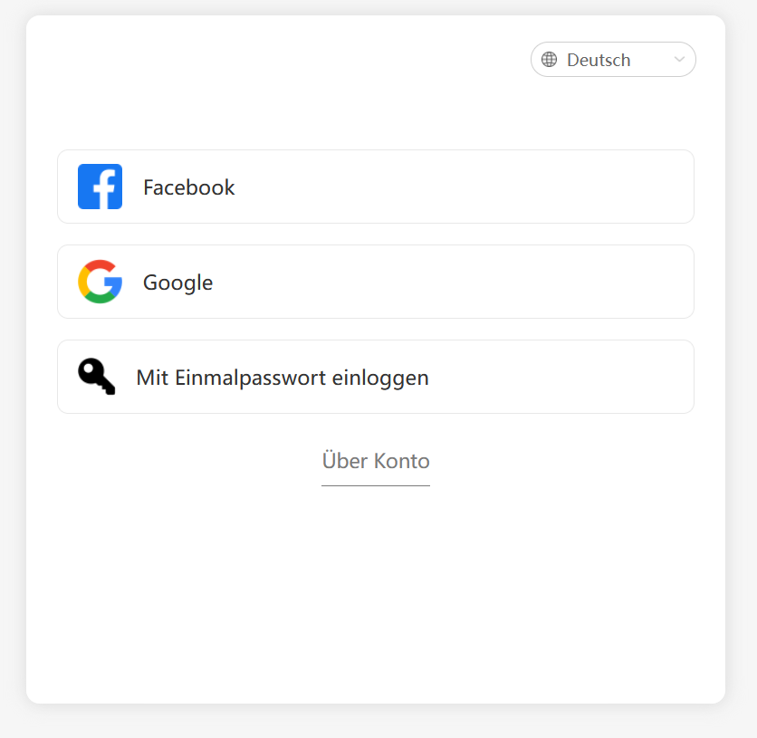 Login der offiziellen Last Asylum Einlöse-Seite mit Facebook, Google und Einmalpasswort
